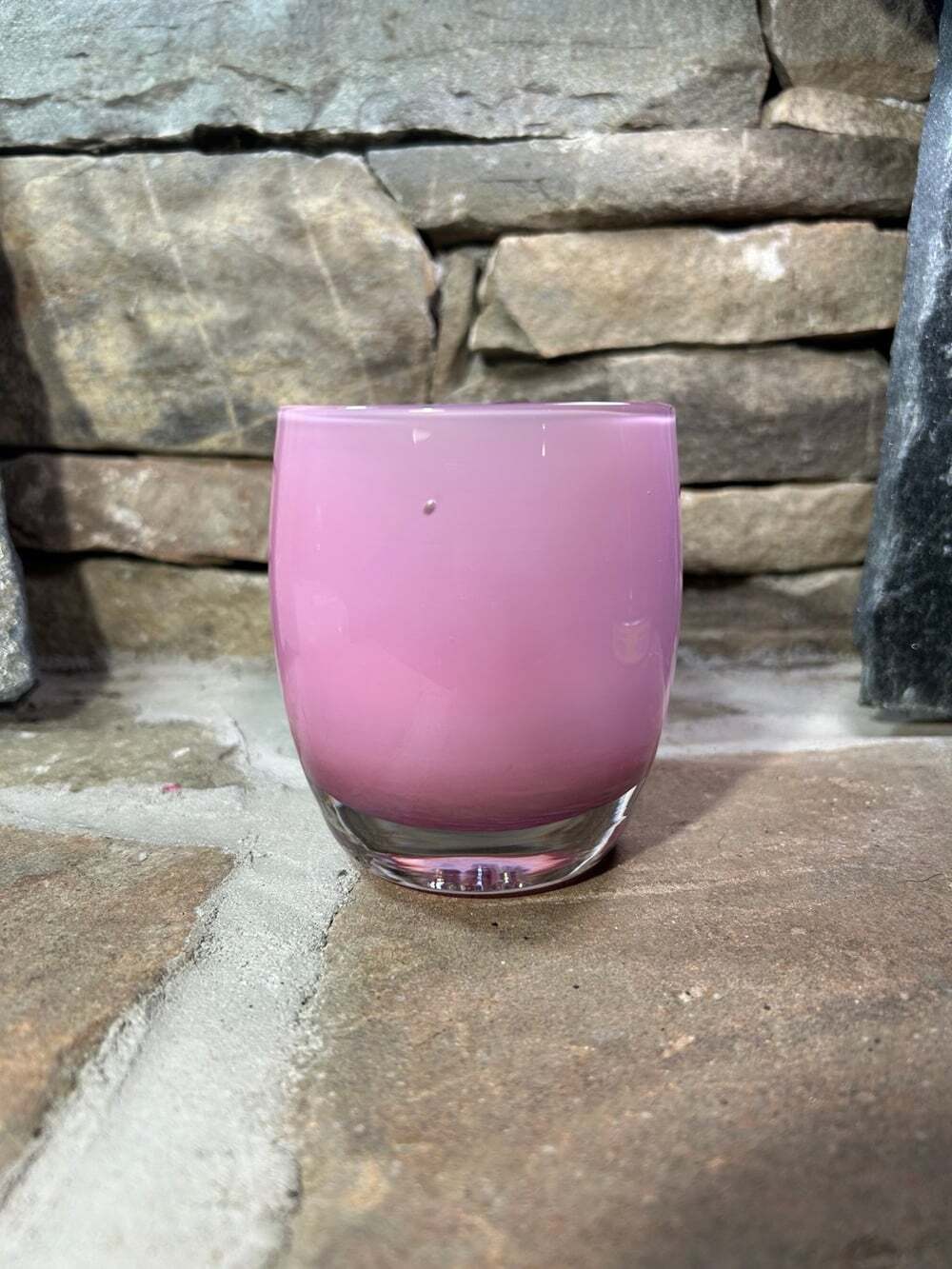 BFF Glassybaby Hand Blown Glass Candle Holder Rose Pink Bottom signed